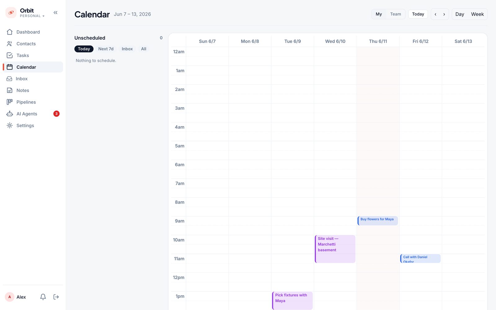 Orbit calendar with two-way Google Calendar sync